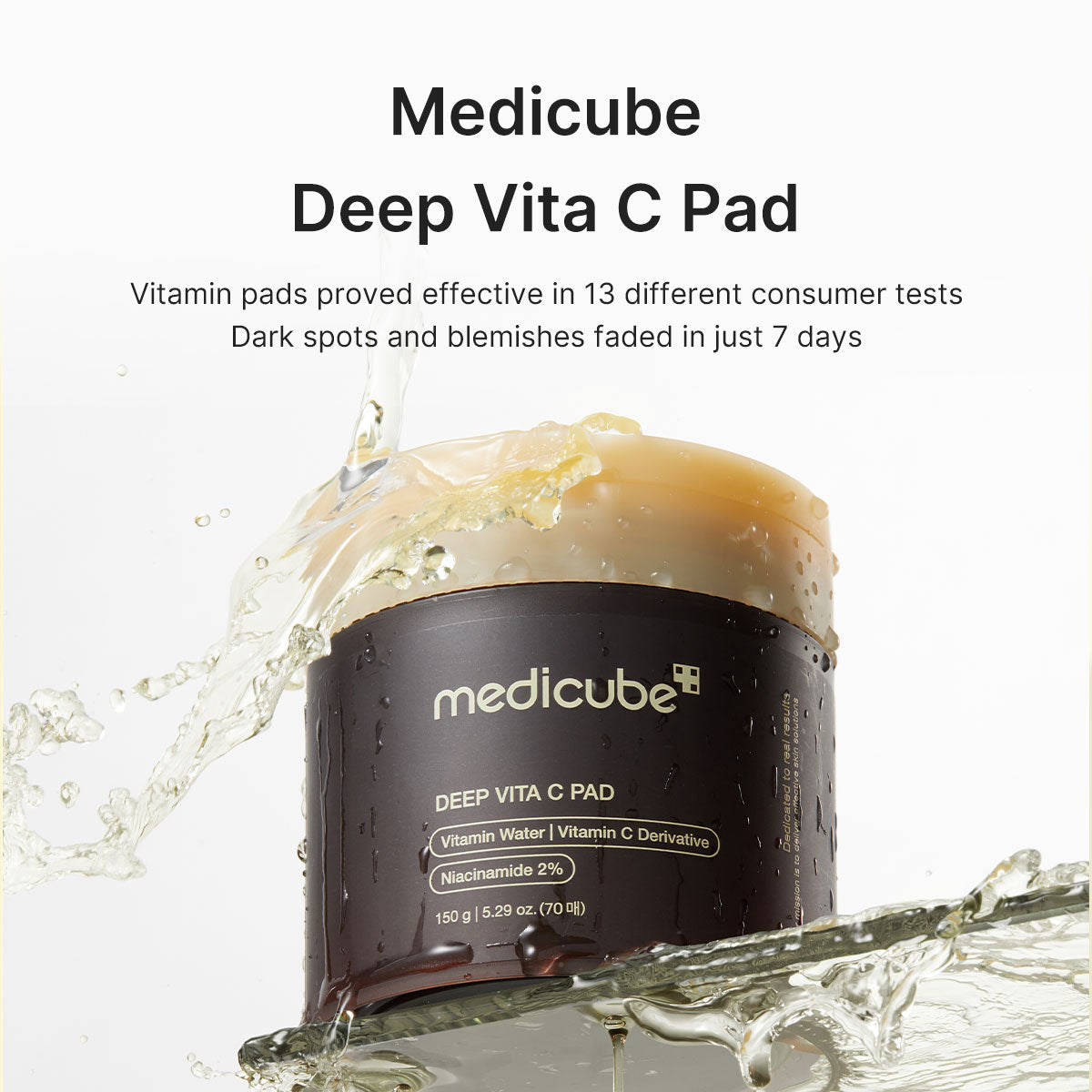 Medicube Deep Vita C Pads - Brightening and Dark Spot Correcting Toner Pads (70 Count)