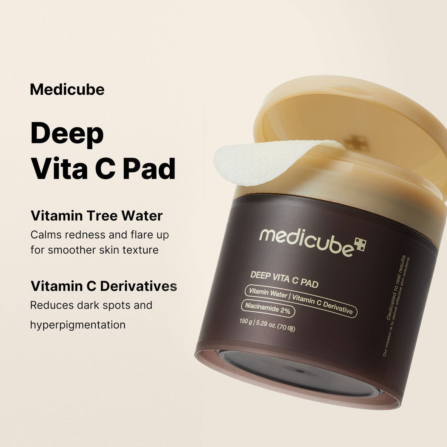 Medicube Deep Vita C Pads - Brightening and Dark Spot Correcting Toner Pads (70 Count)